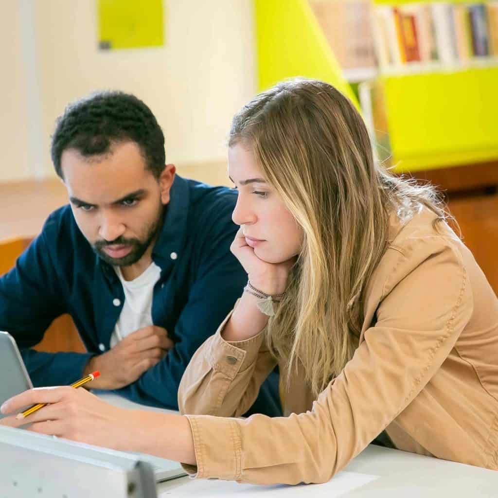 Adult learners studying together during flexible learning course